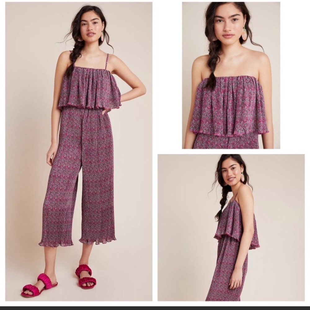 NWOT Anthropologie Rdalamal Suzanne Pleated Wide Leg Jumpsuit